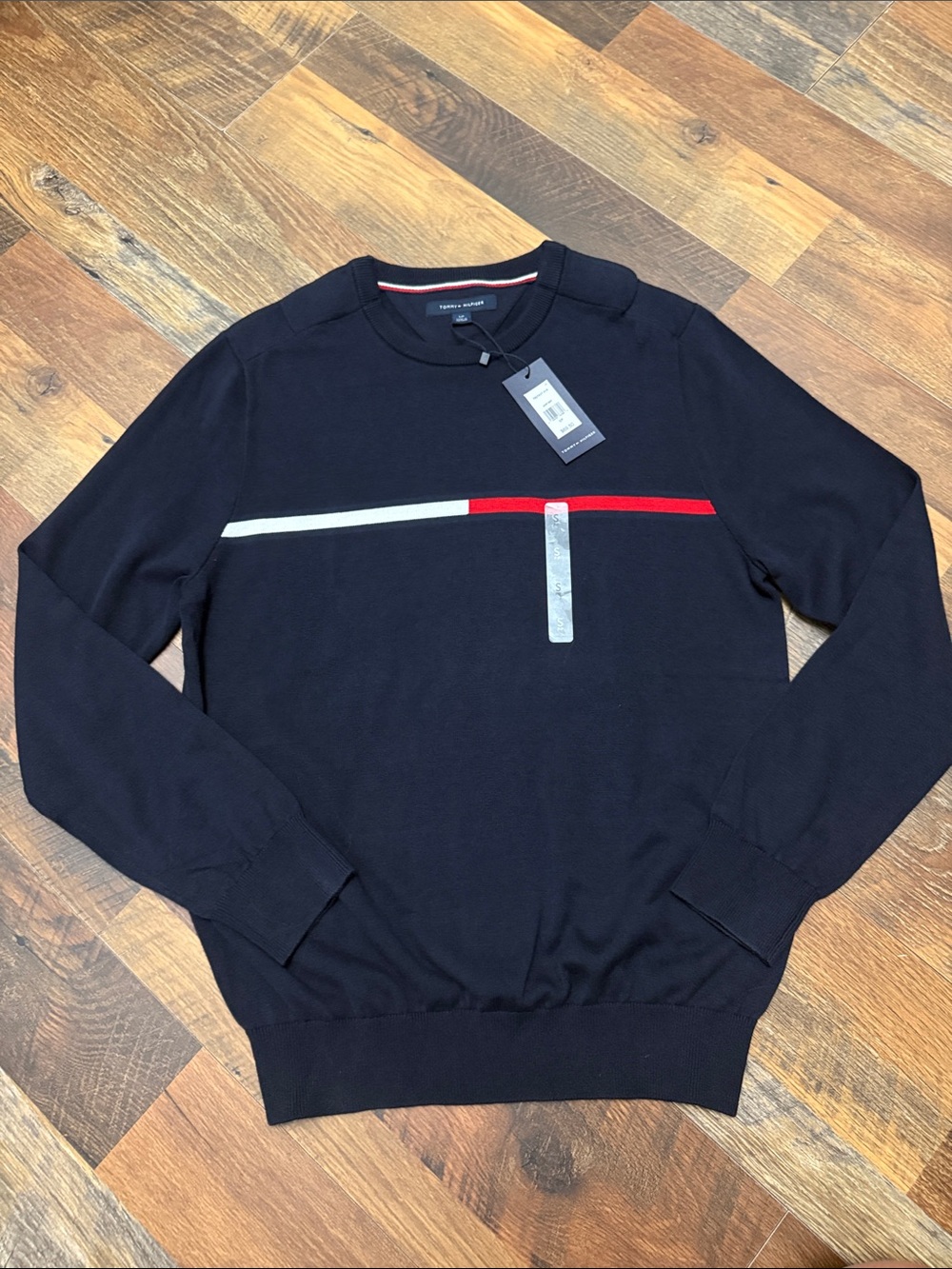 NWT Tommy Hilfiger Adaptive Navy Cotton Crewneck Sweater Men’s Small